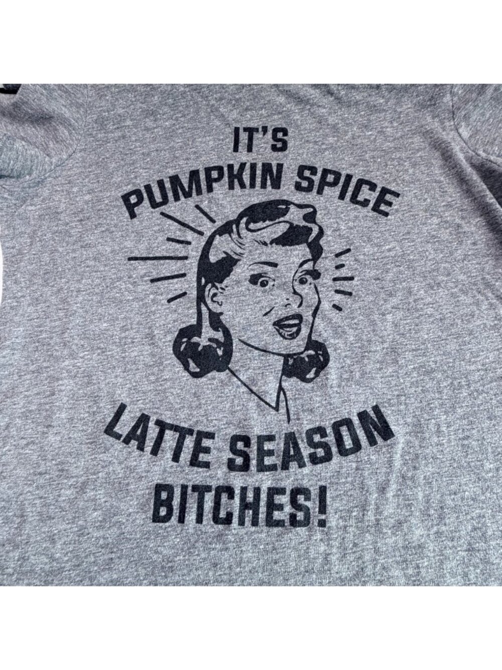 Its Always Pumpkin Spice Latte Season Graphic T-Shirt Tee XL Heather Grey